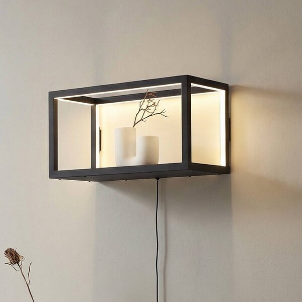 Applique da parete a LED Birta Lindby, dimmerabile, Nero, Soggiorno / Sala da pranzo, Metallo, Moderno, Applique a LED