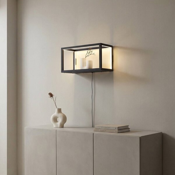 Applique da parete a LED Birta Lindby, dimmerabile, Nero, Soggiorno / Sala da pranzo, Metallo, Moderno, Applique a LED