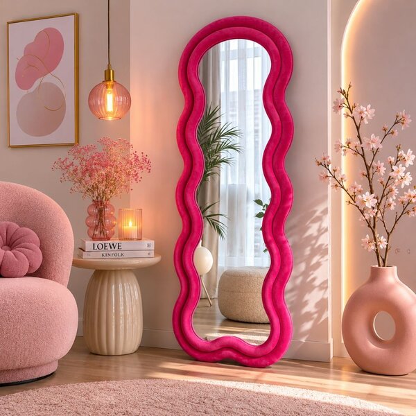 Specchio da Terra in Velluto Fucsia Milly