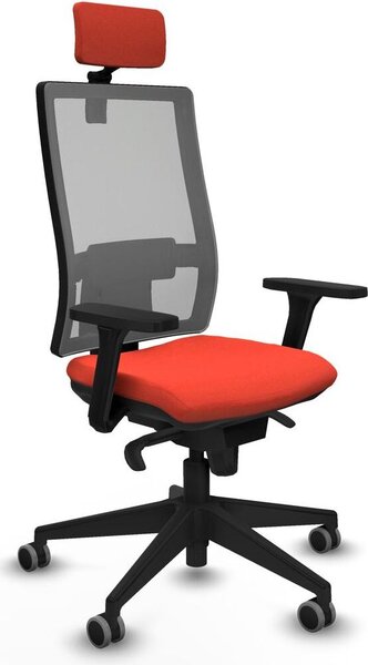 Sedia da ufficio con poggiatesta, modello Horna Piqueras y Crespo 3D066G2, colore arancione scuro