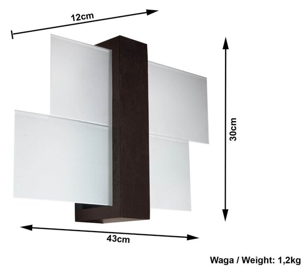 Applique da Parete Legno Wenge e Vetro FENIKS 1 E27 da Interno