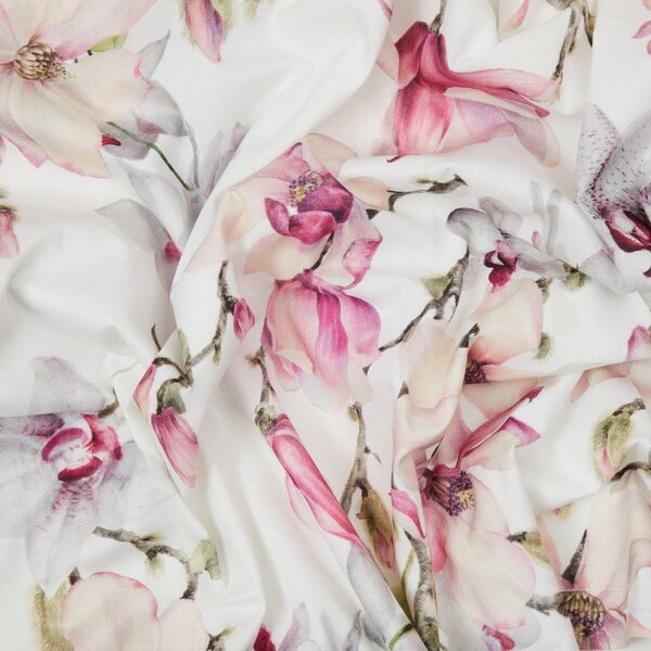 Copripiumino Con Federe In Percalle Elegant Flowers Matrimoniale - 255X255 + 2 Federe50X80 Emporium Floreale Bianco Caleffi
