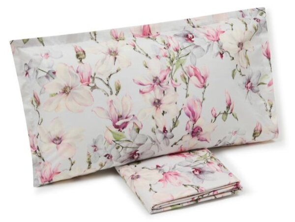Copripiumino Con Federe In Percalle Elegant Flowers Matrimoniale - 255X255 + 2 Federe50X80 Emporium Floreale Grigio Caleffi