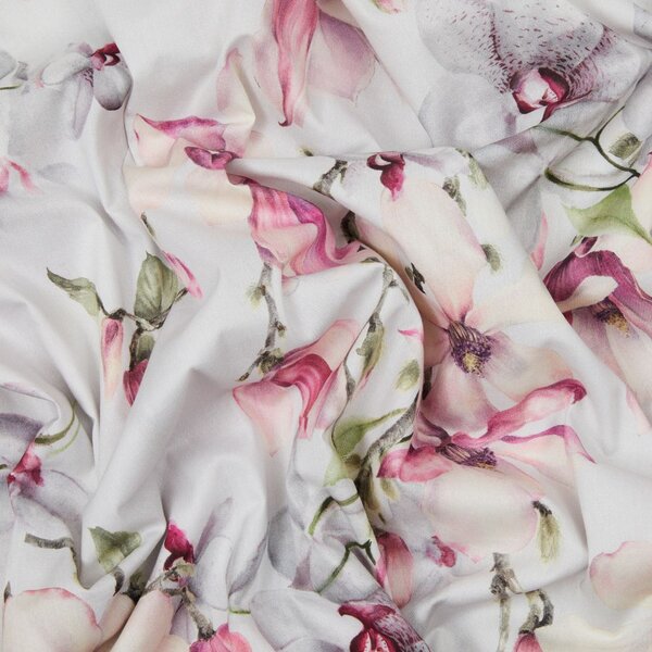 Copripiumino Con Federe In Percalle Elegant Flowers Matrimoniale - 255X255 + 2 Federe50X80 Emporium Floreale Grigio Caleffi