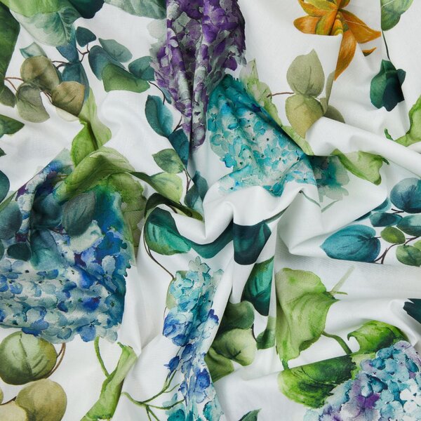 Copripiumino Con Federe In Percalle Hydrangea-jungle Matrimoniale - 255X255 + 2 Federe50X80 Emporium Floreale Bianco Caleffi
