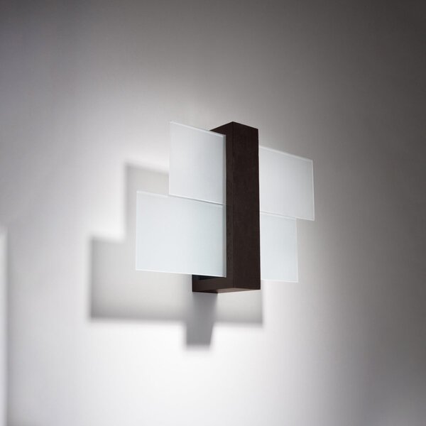 Applique da Parete Legno Wenge e Vetro FENIKS 1 E27 da Interno