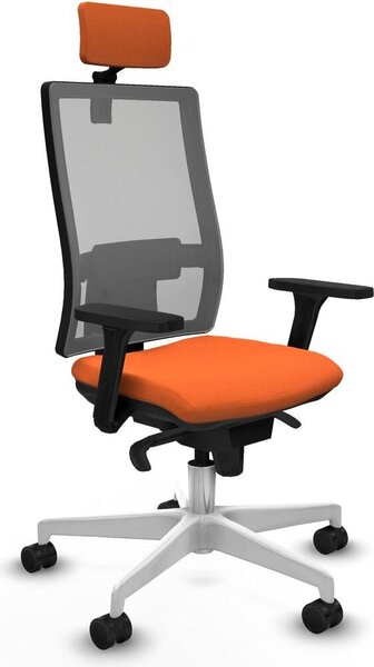 Sedia da ufficio con poggiatesta, modello Horna Piqueras y Crespo 3D026N2, colore arancione