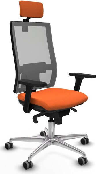 Sedia da ufficio con poggiatesta, modello Horna Piqueras y Crespo 3D086G2, colore arancione