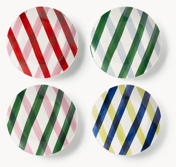 Set di 4 piatti da colazione dipinti a mano con design natalizio Bliss