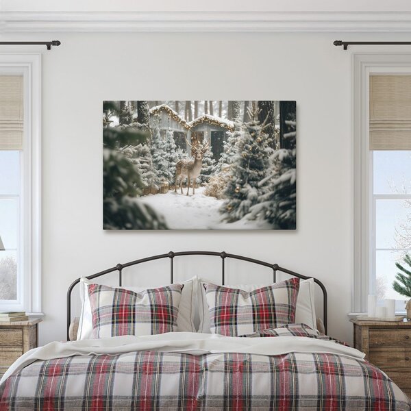 Quadro su tela – Cervo natalizio nel bosco