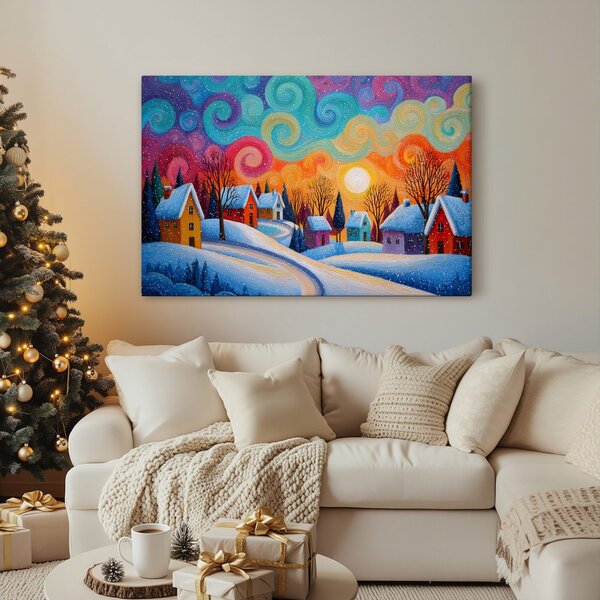 Quadro su tela Natalizio – Magia invernale del villaggio