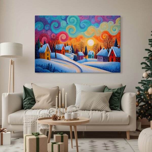 Quadro su tela Natalizio – Magia invernale del villaggio