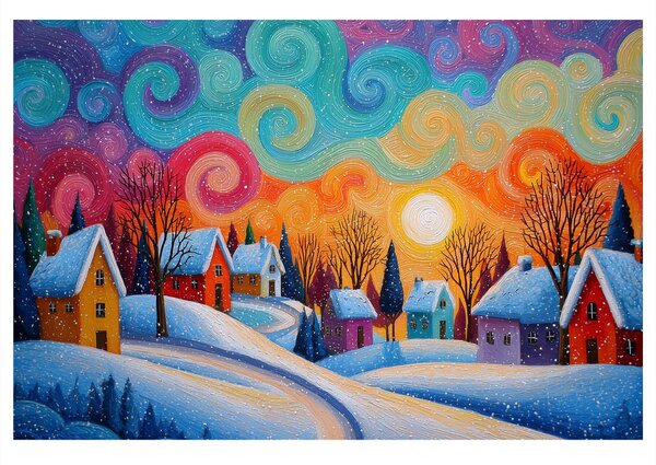 Quadro su tela Natalizio – Magia invernale del villaggio