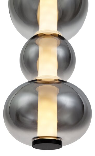 Lampada a sospensione Art Déco nera con vetro fumé e trasparente 3 luci con LED - Lizzy
