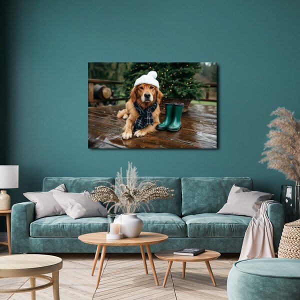 Quadro su tela – Cane natalizio sulla terrazza