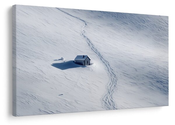 Quadro su tela – Paesaggio innevato con casetta
