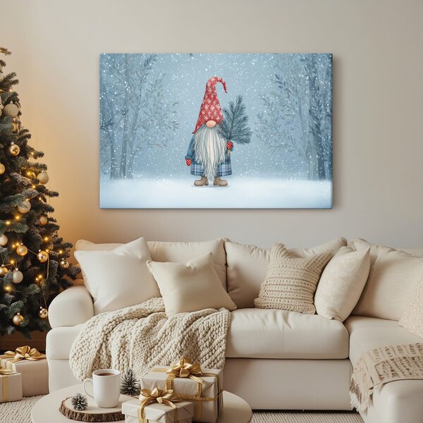 Quadro su tela Natalizio – Folletto invernale nel bosco
