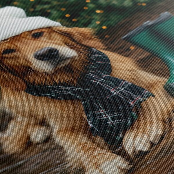 Quadro su tela – Cane con cappello invernale