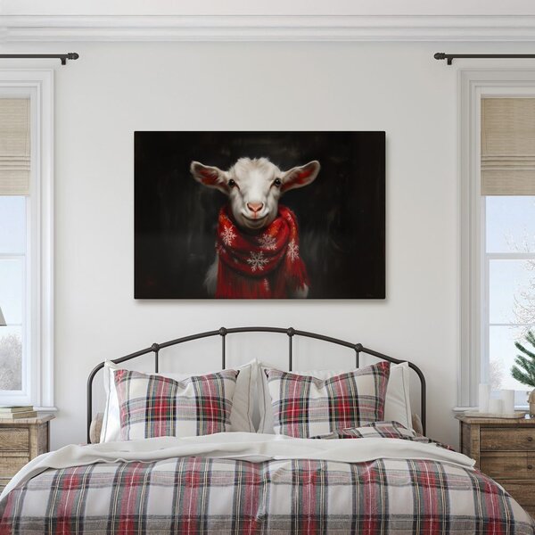 Quadro su tela – Capra di Natale con sciarpa