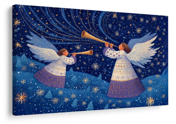 Quadro su tela – Angeli natalizi nella notte invernale