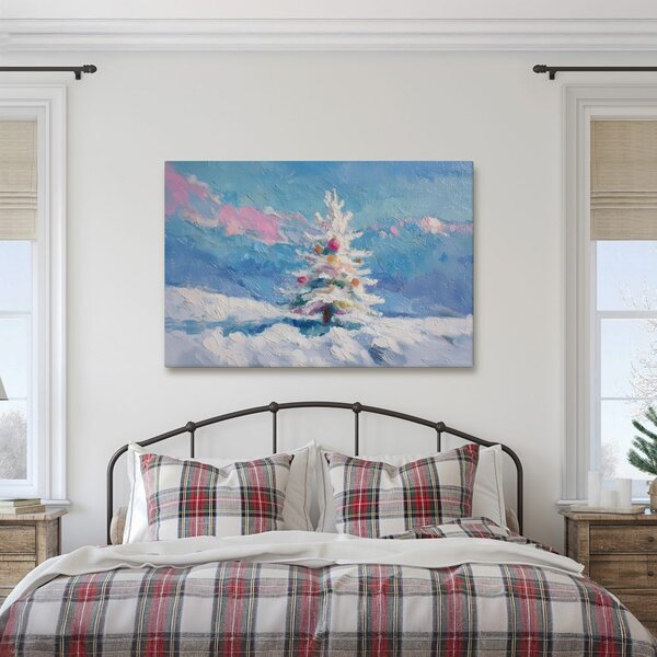 Quadro su tela – Albero di Natale in paesaggio innevato
