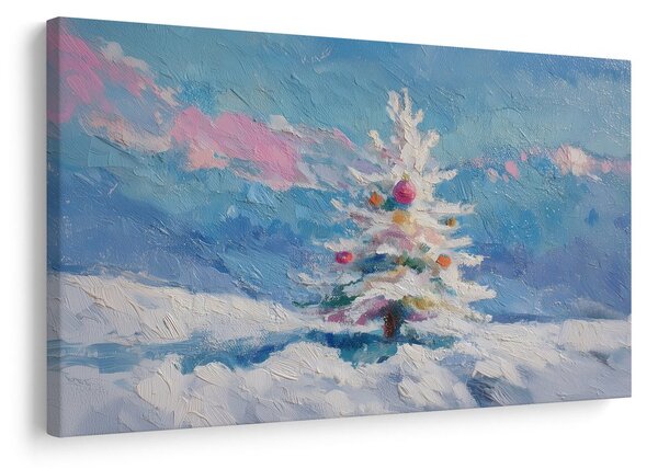 Quadro su tela – Albero di Natale in paesaggio innevato