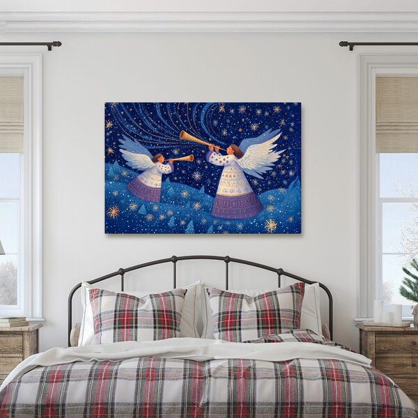 Quadro su tela – Angeli natalizi nella notte invernale