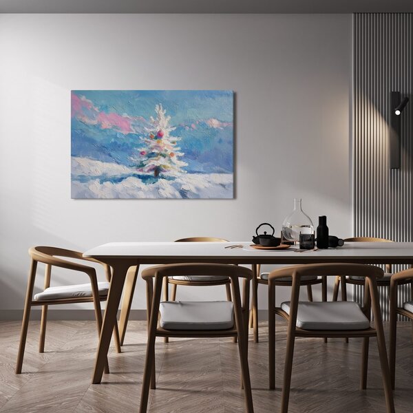 Quadro su tela – Albero di Natale in paesaggio innevato