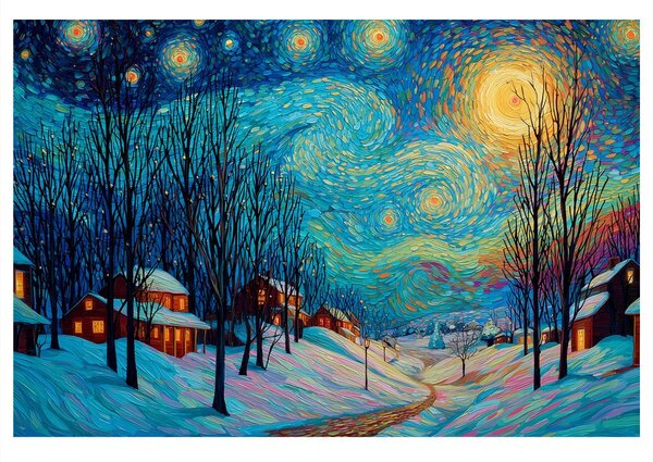Quadro su tela Natalizio – Villaggio invernale incantato