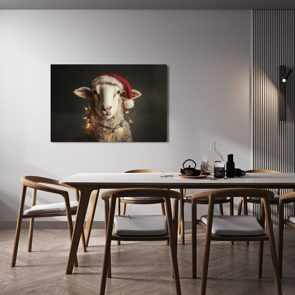 Quadro su tela – Pecore natalizie con luci