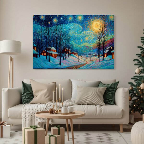 Quadro su tela Natalizio – Villaggio invernale incantato