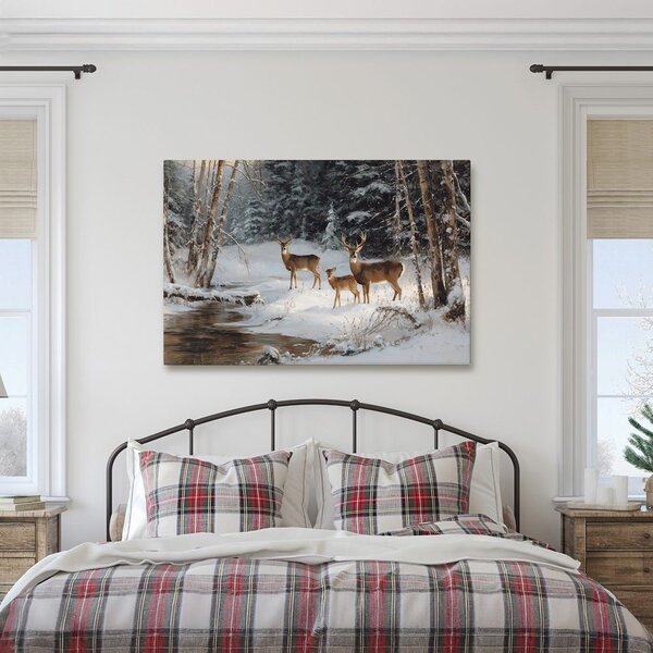 Quadro su tela Natalizio – Foresta invernale con cervi