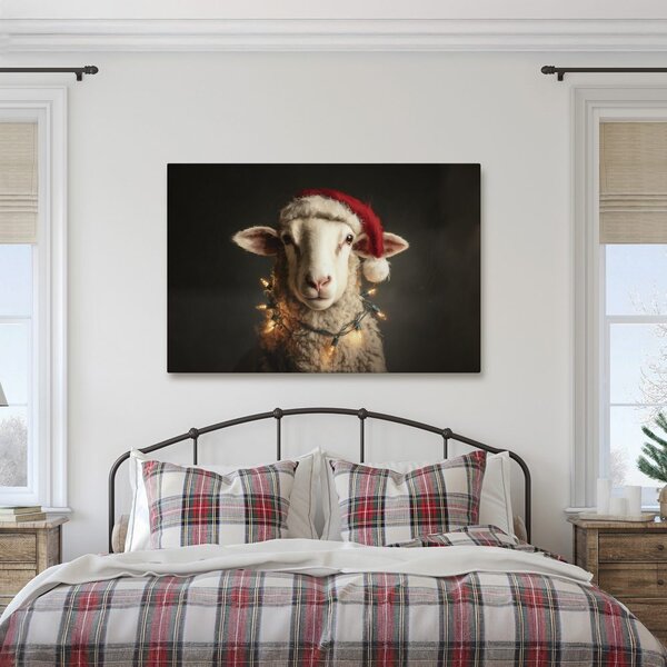 Quadro su tela – Pecore natalizie con luci