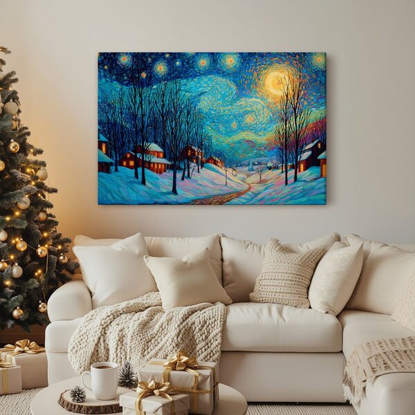Quadro su tela Natalizio – Villaggio invernale incantato