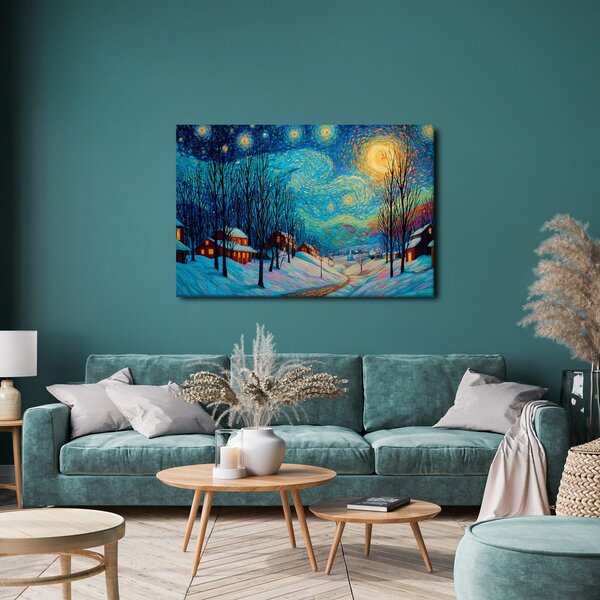 Quadro su tela Natalizio – Villaggio invernale incantato