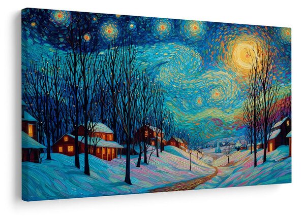 Quadro su tela Natalizio – Villaggio invernale incantato