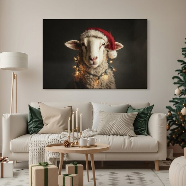 Quadro su tela – Pecore natalizie con luci