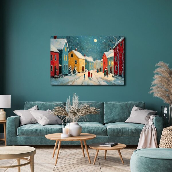 Quadro su tela – Strada natalizia di notte