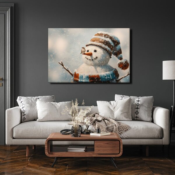 Quadro su tela Natalizio – Felice pupazzo di neve