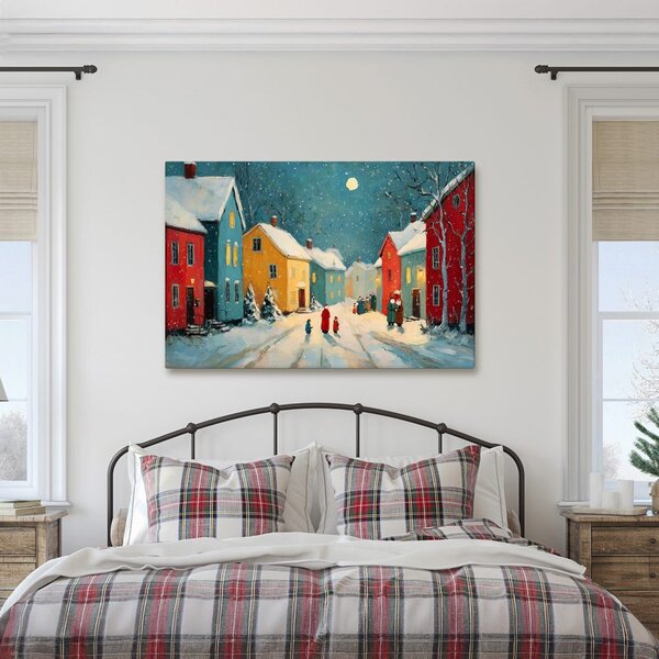 Quadro su tela – Strada natalizia di notte