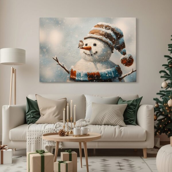 Quadro su tela Natalizio – Felice pupazzo di neve