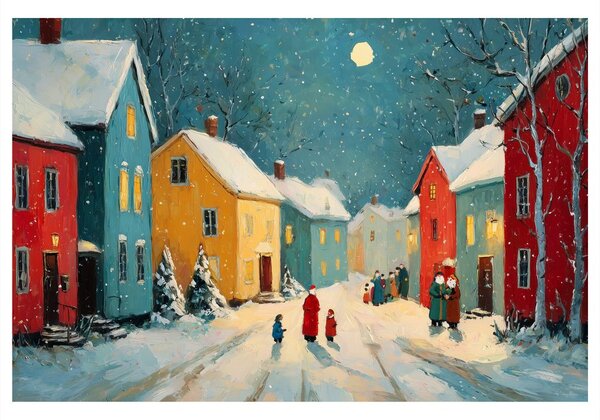 Quadro su tela – Strada natalizia di notte