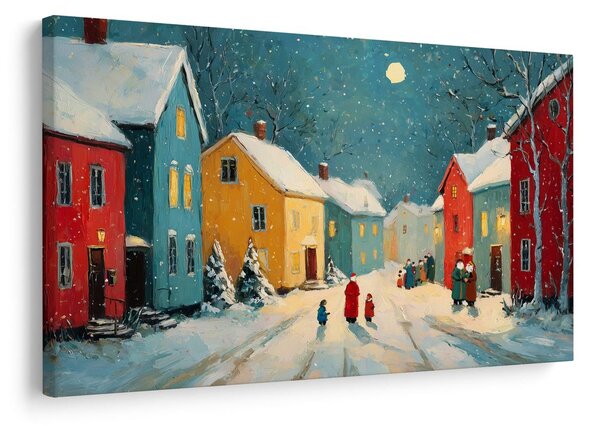 Quadro su tela – Strada natalizia di notte