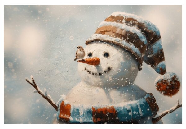 Quadro su tela Natalizio – Felice pupazzo di neve