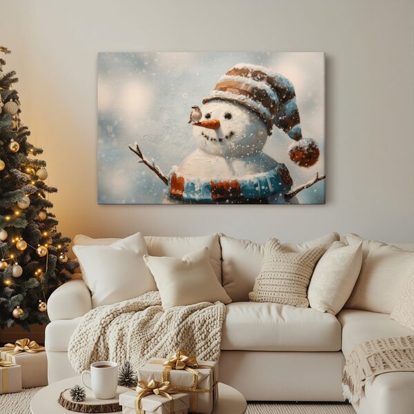 Quadro su tela Natalizio – Felice pupazzo di neve