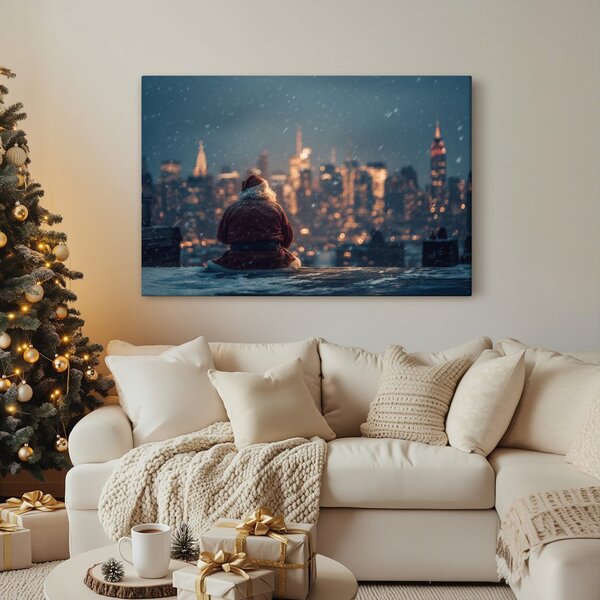 Quadro su tela – Babbo Natale in città