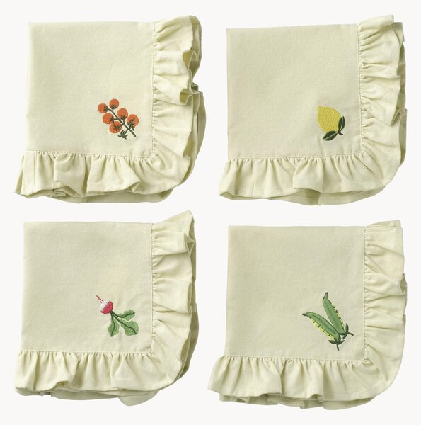 Set di 4 tovaglioli in cotone ricamato Lovisa