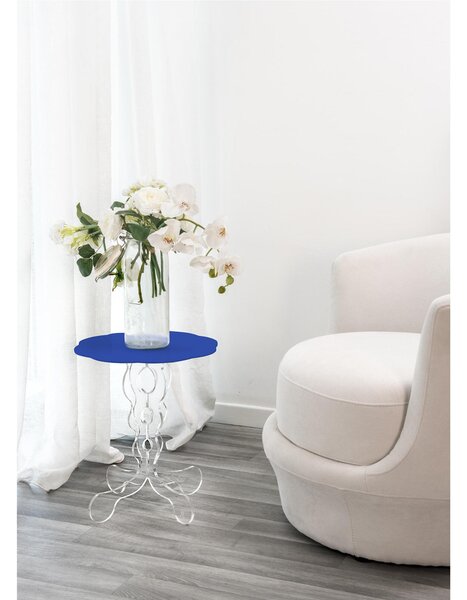 Tavolinetto da The /Caff�, comodino da camera h 62 cm in Plexiglass Richiami moreschi Linea ARABESCO , �50x h 62 cm - Colore Blu