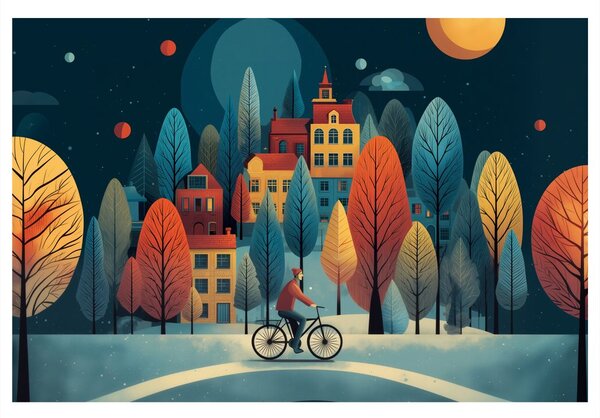 Quadro su tela – Giro invernale sotto le stelle