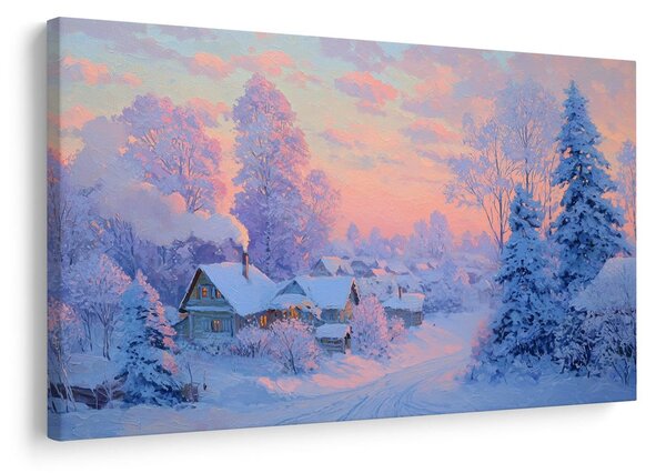 Quadro su tela – Villaggio natalizio al crepuscolo